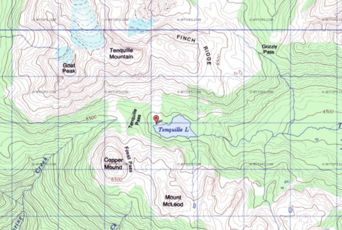Topo map of the area around Tenquille Lake